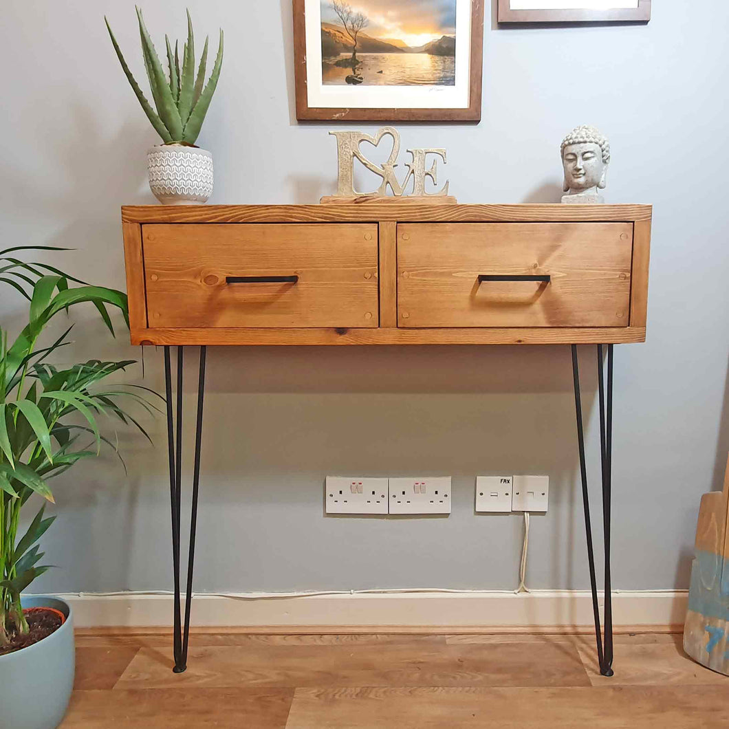 Rustic Console Table with Hairpin Legs