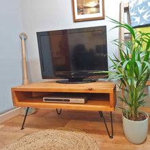 Load image into Gallery viewer, Handmade Rustic Corner TV Stand
