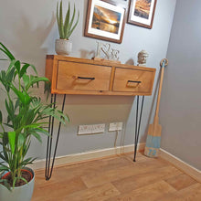 Load image into Gallery viewer, Rustic Console Table with Hairpin Legs
