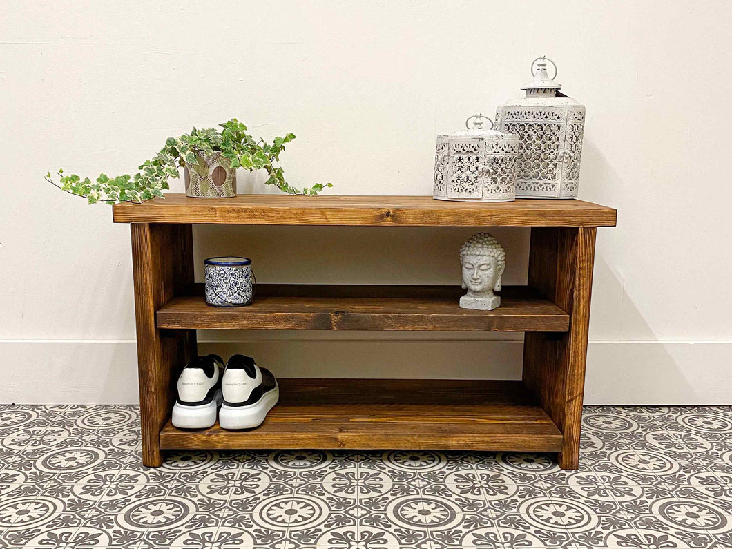 Rustic Wooden Shoe Storage Bench