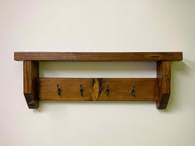 Load image into Gallery viewer, Handmade Rustic Wooden Coat Rack with Shelf
