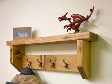 Load image into Gallery viewer, Handmade Rustic Wooden Coat Rack with Shelf

