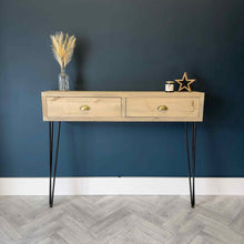 Load image into Gallery viewer, Rustic Console Table with Hairpin Legs
