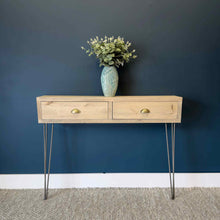 Load image into Gallery viewer, Rustic Console Table with Hairpin Legs
