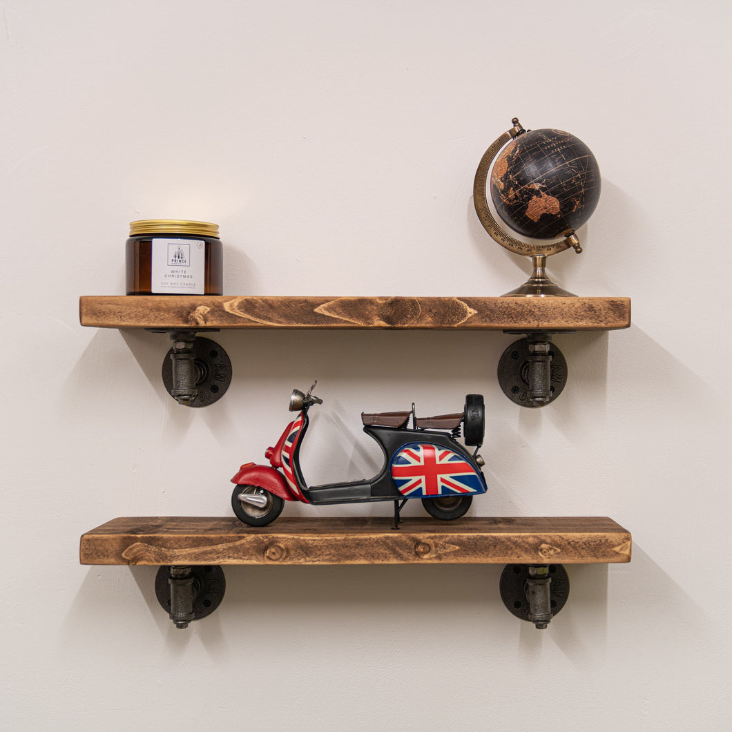Wooden Shelf with Iron Pipe Fittings