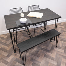 Load image into Gallery viewer, Black Rustic Wooden Table with Steel Hairpin Legs
